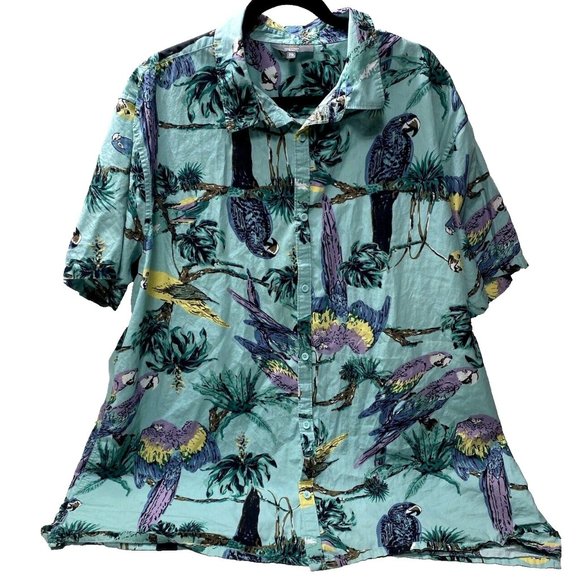 Mountain ridge men’s Xxl shirt Hawaiian Style Birds on Branches - Picture 1 of 10